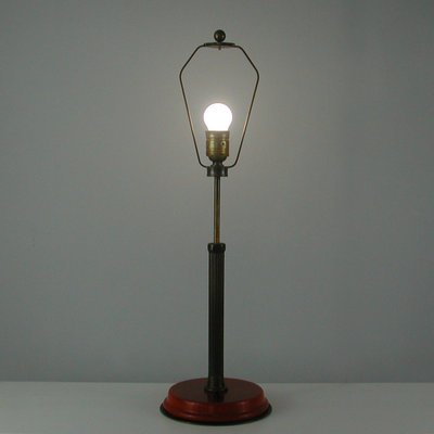 German Art Deco Height Adjustable Bronzed Brass and Bakelite Table Lamp, 1930s-OE-1209945