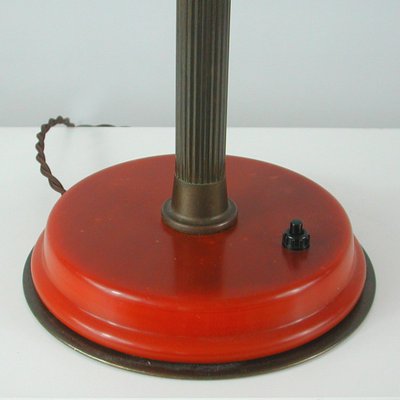 German Art Deco Height Adjustable Bronzed Brass and Bakelite Table Lamp, 1930s-OE-1209945