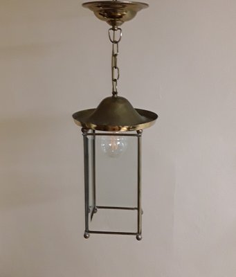 German Art Deco Lantern Shaped Ceiling Lamp, 1930s-HOI-1785285