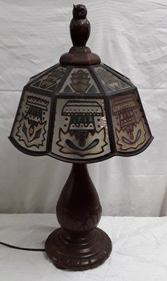 German Art Deco Table Lamp with Oak Base, 1920s-HOI-1444776