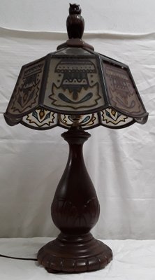 German Art Deco Table Lamp with Oak Base, 1920s-HOI-1444776