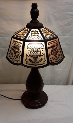 German Art Deco Table Lamp with Oak Base, 1920s-HOI-1444776