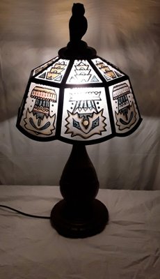 German Art Deco Table Lamp with Oak Base, 1920s-HOI-1444776