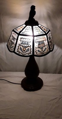 German Art Deco Table Lamp with Oak Base, 1920s-HOI-1444776