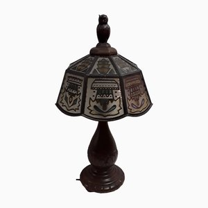 German Art Deco Table Lamp with Oak Base, 1920s-HOI-1444776