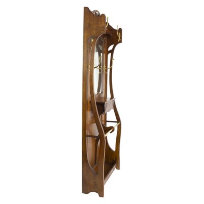 German Art Nouveau Oak Wardrobe with Brass Hooks-WFJ-1031196