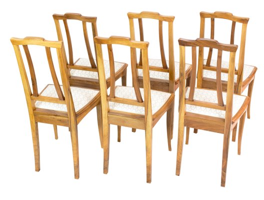 German Art Nouveau Walnut Dining Chairs, Set of 6-WFJ-737887