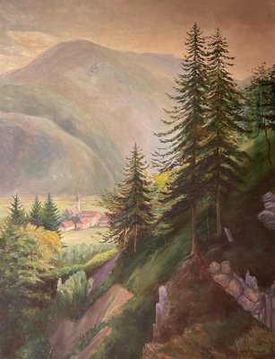 German Artist, Landscape, 1927, Oil on Canvas-FLW-1401995