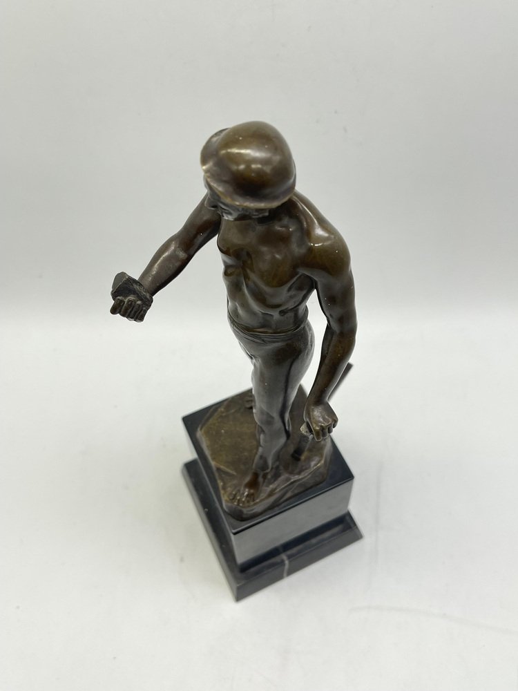 German Artist, Miners, Bronze Sculpture on Marble Base