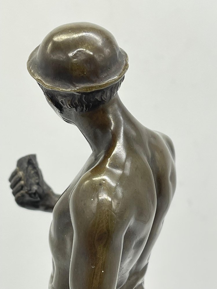 German Artist, Miners, Bronze Sculpture on Marble Base