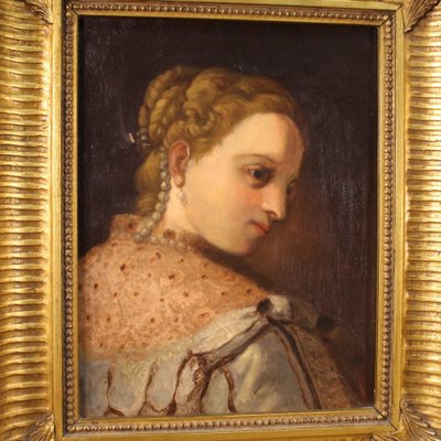 German Artist, Portrait of a Young Noblewoman, Late 19th Century, Oil on Canvas, Framed-RP-1812448