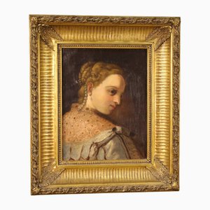 German Artist, Portrait of a Young Noblewoman, Late 19th Century, Oil on Canvas, Framed-RP-1812448