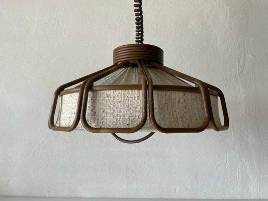 German Bamboo Looking Pendant Lamp in Plastic and Fabric, 1960s-RDS-1294446