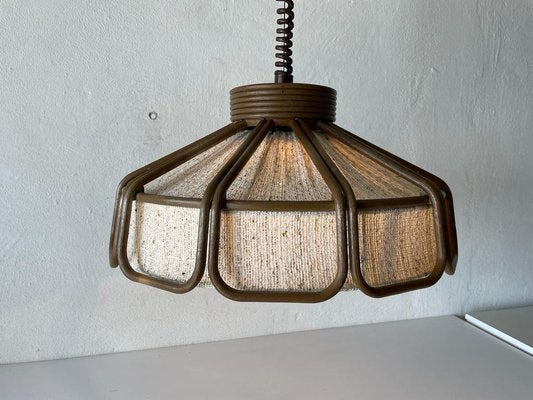 German Bamboo Looking Pendant Lamp in Plastic and Fabric, 1960s-RDS-1294446