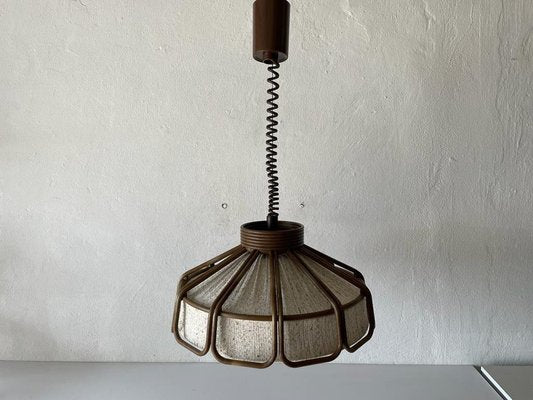 German Bamboo Looking Pendant Lamp in Plastic and Fabric, 1960s-RDS-1294446