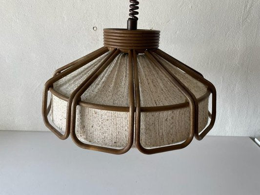 German Bamboo Looking Pendant Lamp in Plastic and Fabric, 1960s-RDS-1294446