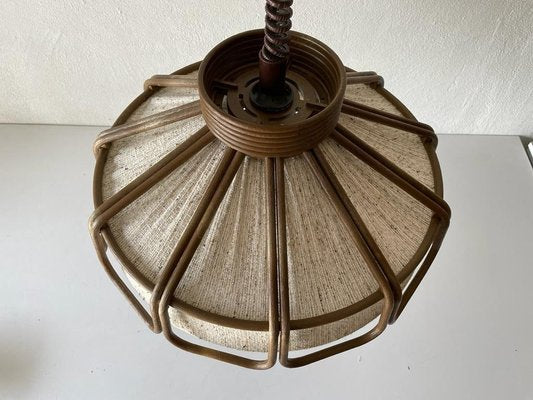 German Bamboo Looking Pendant Lamp in Plastic and Fabric, 1960s-RDS-1294446