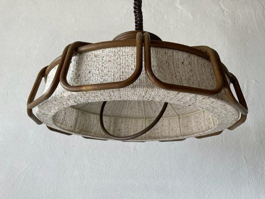 German Bamboo Looking Pendant Lamp in Plastic and Fabric, 1960s-RDS-1294446