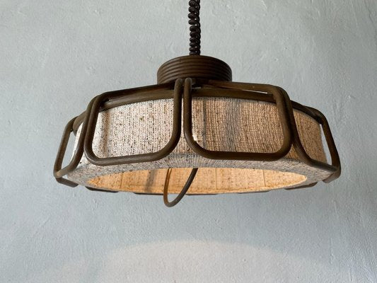 German Bamboo Looking Pendant Lamp in Plastic and Fabric, 1960s-RDS-1294446