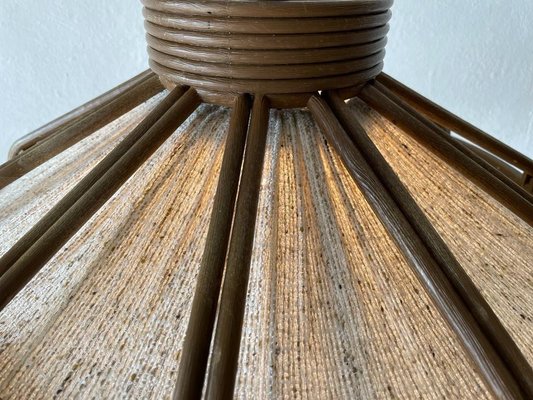 German Bamboo Looking Pendant Lamp in Plastic and Fabric, 1960s-RDS-1294446