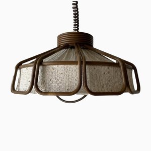 German Bamboo Looking Pendant Lamp in Plastic and Fabric, 1960s-RDS-1294446