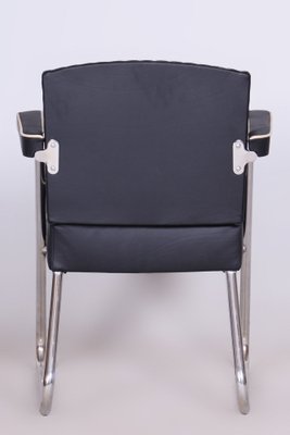 German Bauhaus Black Armchair in Leather, 1930s-WHY-1723730