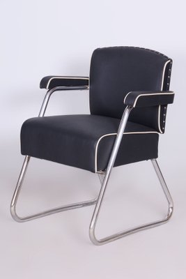 German Bauhaus Black Armchair in Leather, 1930s-WHY-1723730