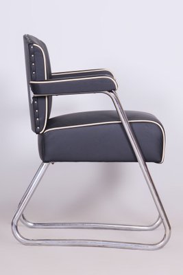 German Bauhaus Black Armchair in Leather, 1930s-WHY-1723730