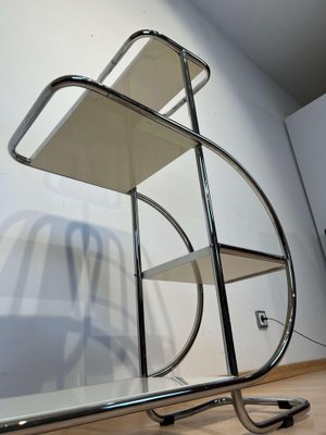 German Bauhaus Cream-White Lacquer Nickel Plate Steel Tube Shelf by Emile Guyot, 1930s-NNB-1315575