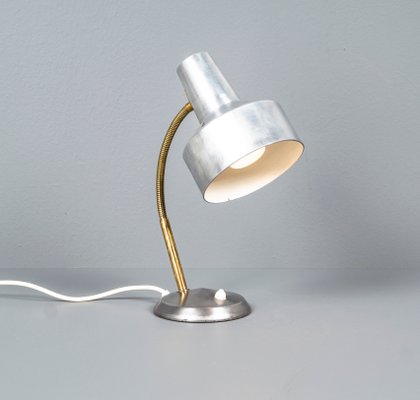 German Bauhaus Kaiser Idell Style Desk Lamp in Silver & Gold With Swan Neck, 1950s-VLO-1179130