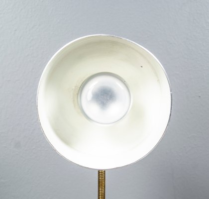 German Bauhaus Kaiser Idell Style Desk Lamp in Silver & Gold With Swan Neck, 1950s-VLO-1179130