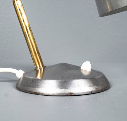 German Bauhaus Kaiser Idell Style Desk Lamp in Silver & Gold With Swan Neck, 1950s-VLO-1179130