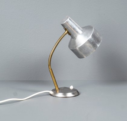 German Bauhaus Kaiser Idell Style Desk Lamp in Silver & Gold With Swan Neck, 1950s-VLO-1179130