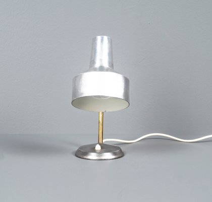 German Bauhaus Kaiser Idell Style Desk Lamp in Silver & Gold With Swan Neck, 1950s-VLO-1179130