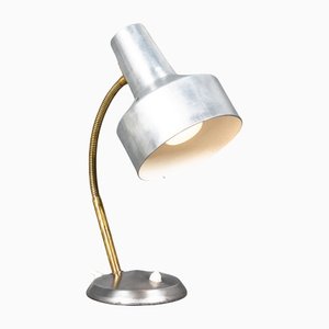 German Bauhaus Kaiser Idell Style Desk Lamp in Silver & Gold With Swan Neck, 1950s-VLO-1179130