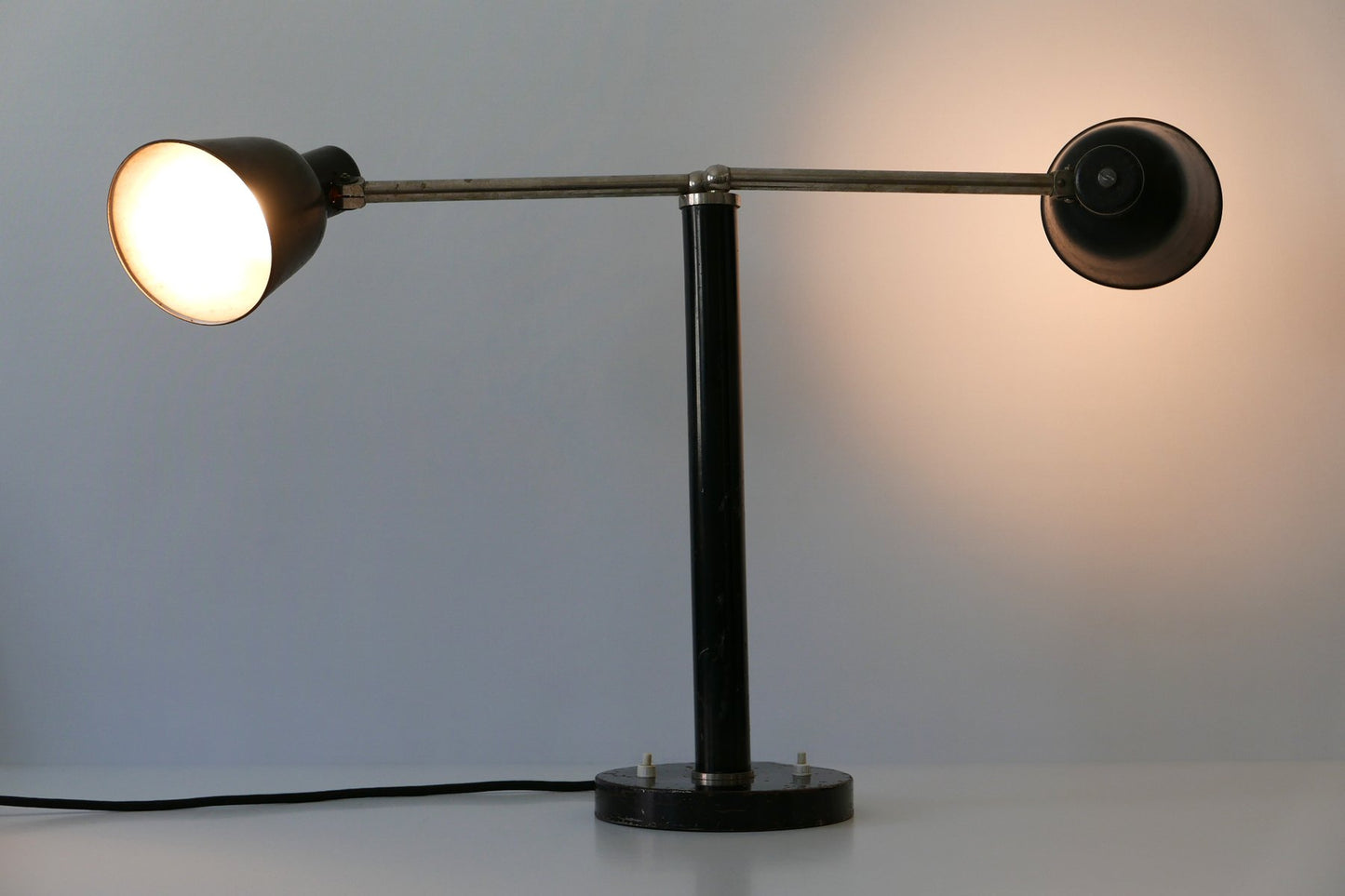 German Bauhaus Metal 2-Armed Table Lamp from Bünte und Remmler, 1920s