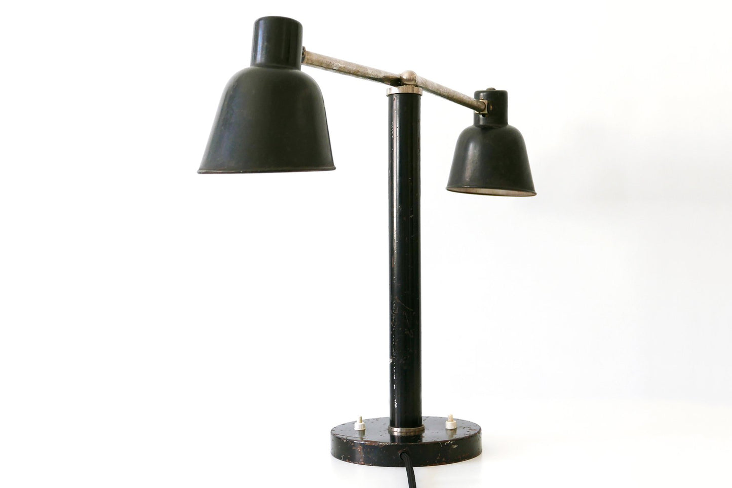 German Bauhaus Metal 2-Armed Table Lamp from Bünte und Remmler, 1920s