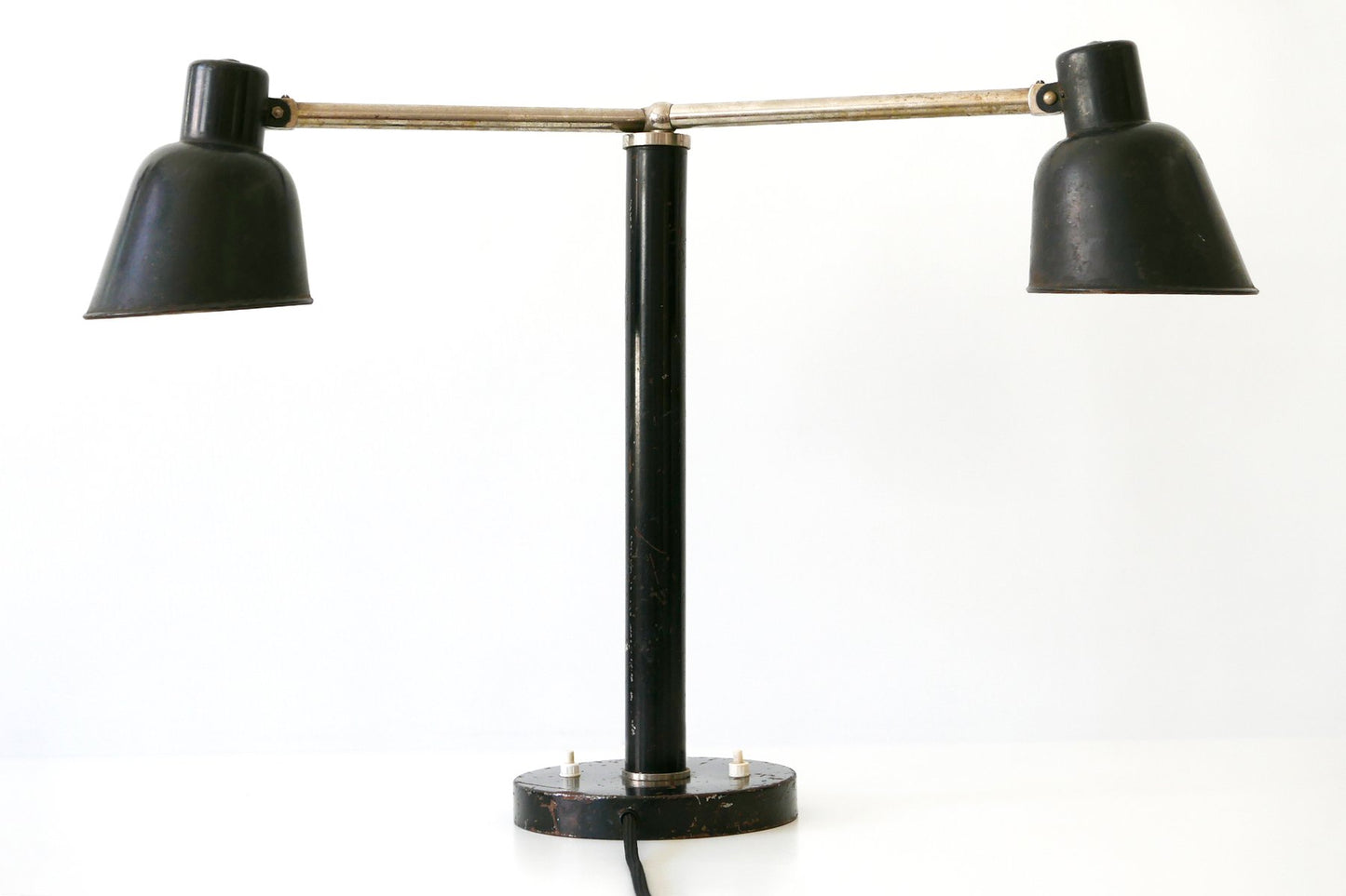 German Bauhaus Metal 2-Armed Table Lamp from Bünte und Remmler, 1920s