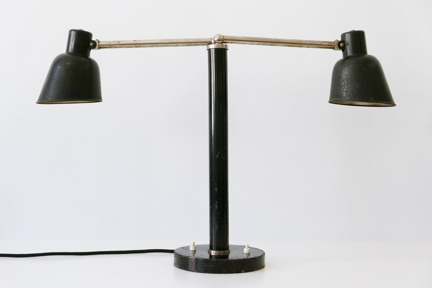 German Bauhaus Metal 2-Armed Table Lamp from Bünte und Remmler, 1920s