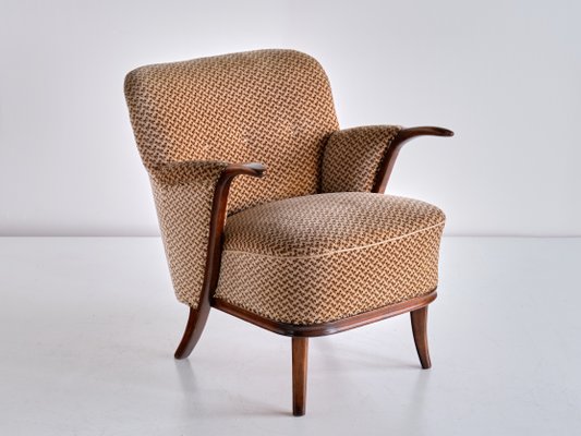 German Beech and Velvet Sculptural Armchairs by Adolf Wrenger, 1950s, Set of 2-FMT-1140625