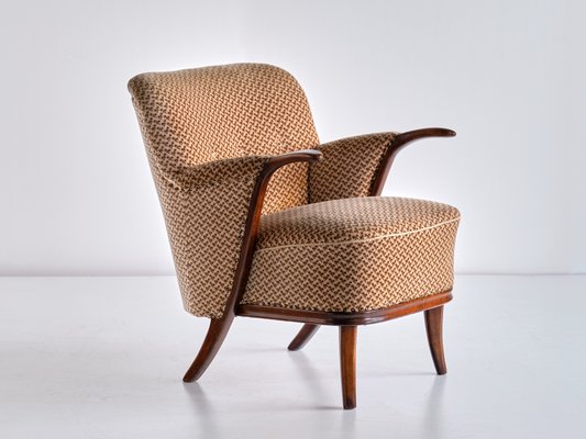 German Beech and Velvet Sculptural Armchairs by Adolf Wrenger, 1950s, Set of 2-FMT-1140625