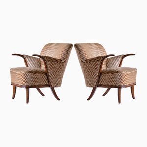 German Beech and Velvet Sculptural Armchairs by Adolf Wrenger, 1950s, Set of 2-FMT-1140625