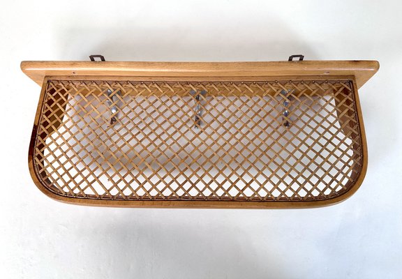 German Bentwood and Beech Wall Coat Rack with Hat Shelf in Cane, 1920s-JP-1821228