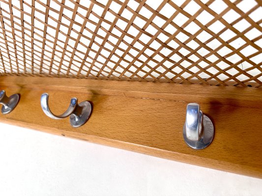 German Bentwood and Beech Wall Coat Rack with Hat Shelf in Cane, 1920s-JP-1821228