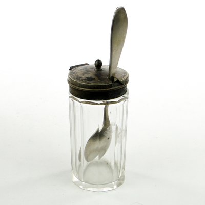 German Biedermeier Mustard Container with Spoon, 1930s, Set of 2-BKO-1801346