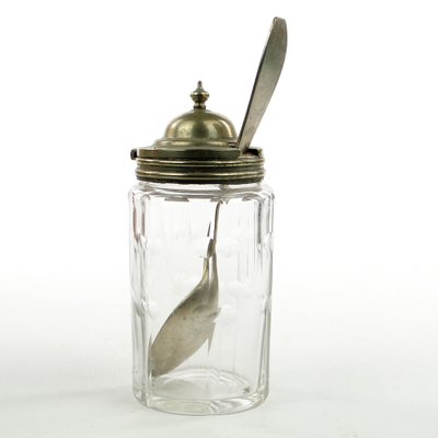 German Biedermeier Mustard Container with Spoon, 1930s, Set of 2-BKO-1801344