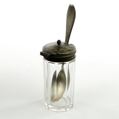 German Biedermeier Mustard Container with Spoon, 1930s, Set of 2-BKO-1801346