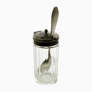 German Biedermeier Mustard Container with Spoon, 1930s, Set of 2-BKO-1801346