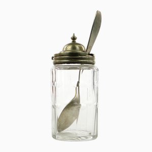 German Biedermeier Mustard Container with Spoon, 1930s, Set of 2-BKO-1801344