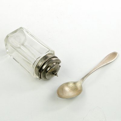 German Biedermeier Mustard Jar with Spoon, 1930s, Set of 2-BKO-1801343